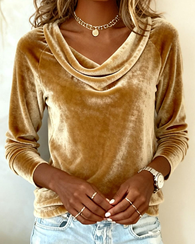 Margaret - Top de Terciopelo con Cuello Drapeado