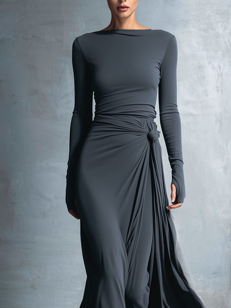 Naiara | Vestido Maxi con Nudo de Seda