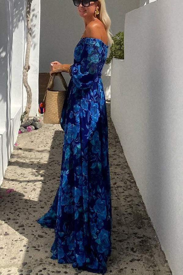 Luna™ | Vestido Largo con Estampado Floral y Mangas Descubiertas