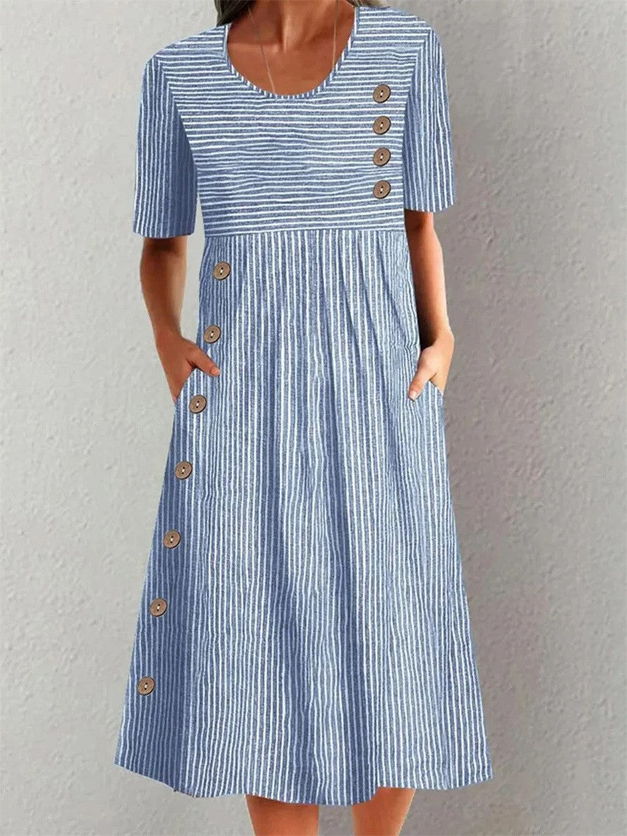 Rosabel | Vestido Midi de Rayas Costeras