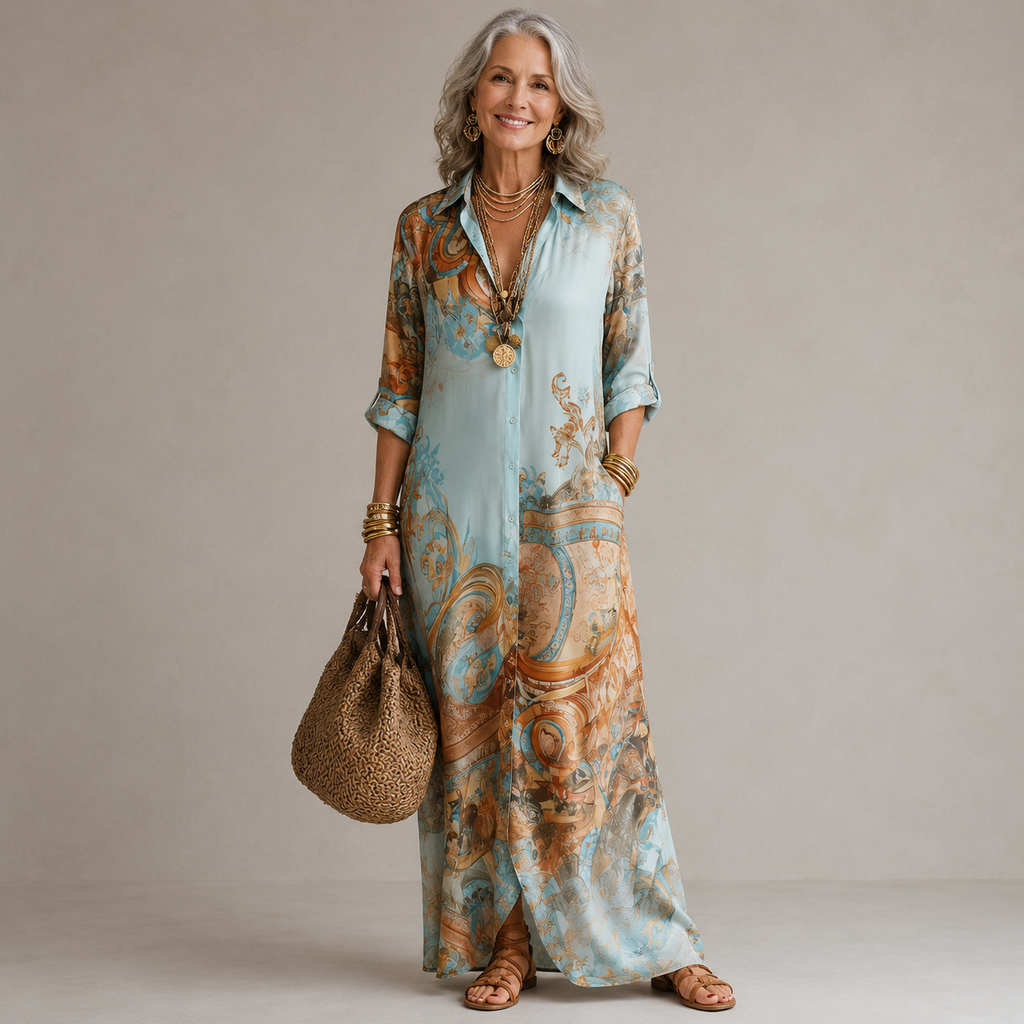 Evalexy | Vestido Maxi Estampado de Lujo