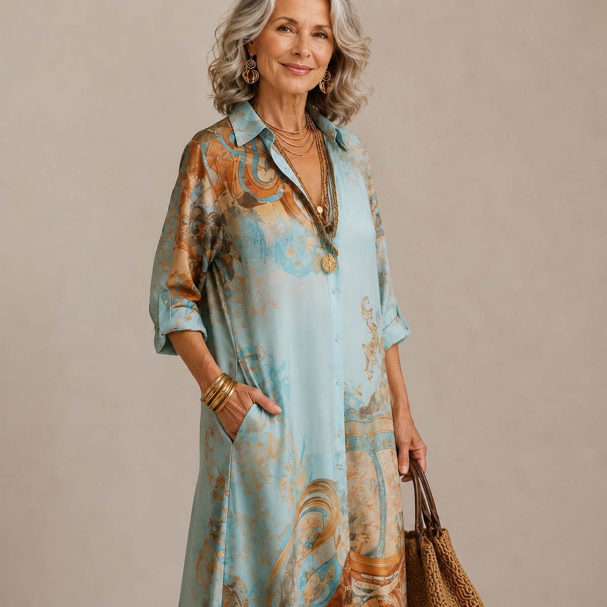 Evalexy | Vestido Maxi Estampado de Lujo