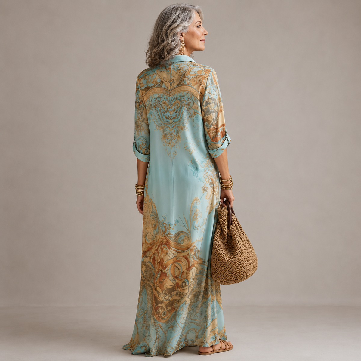 Evalexy | Vestido Maxi Estampado de Lujo