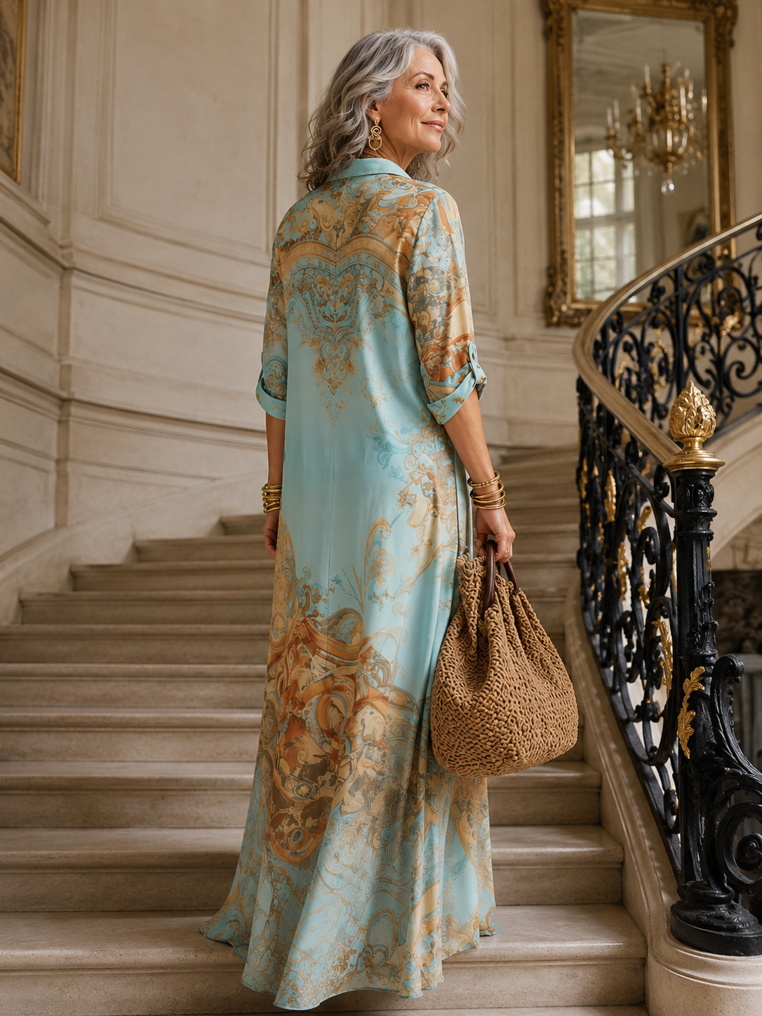 Evalexy | Vestido Maxi Estampado de Lujo