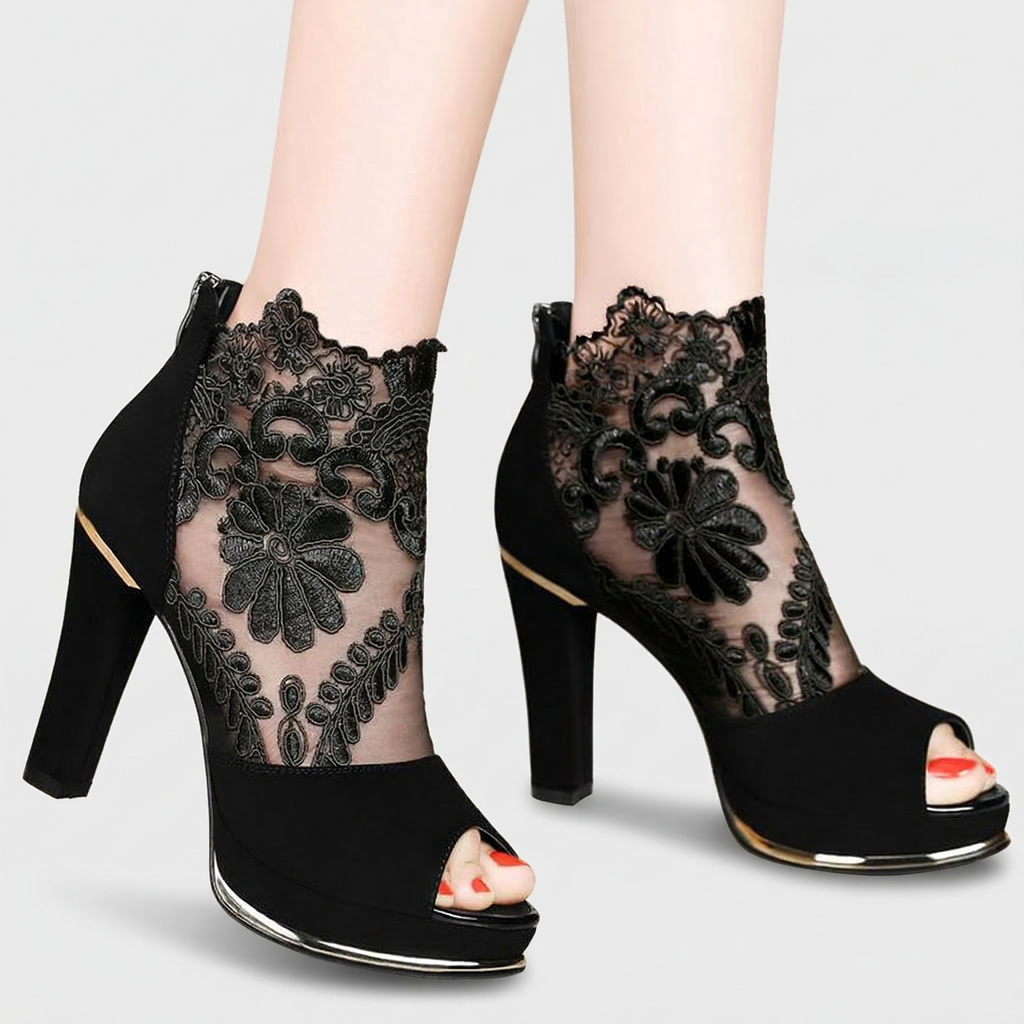 Tacones elegantes de encaje con puntera abierta Seraphine