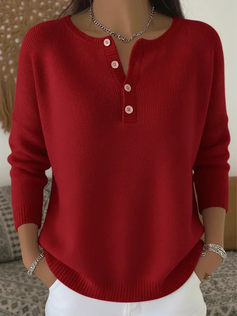 Helena | Suéter de Punto Henley con Botones