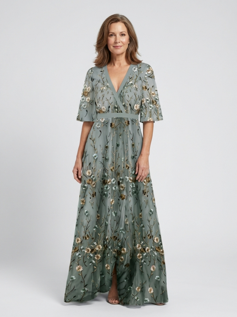 Camilla | Vestido Maxi Floral con Cuello en V