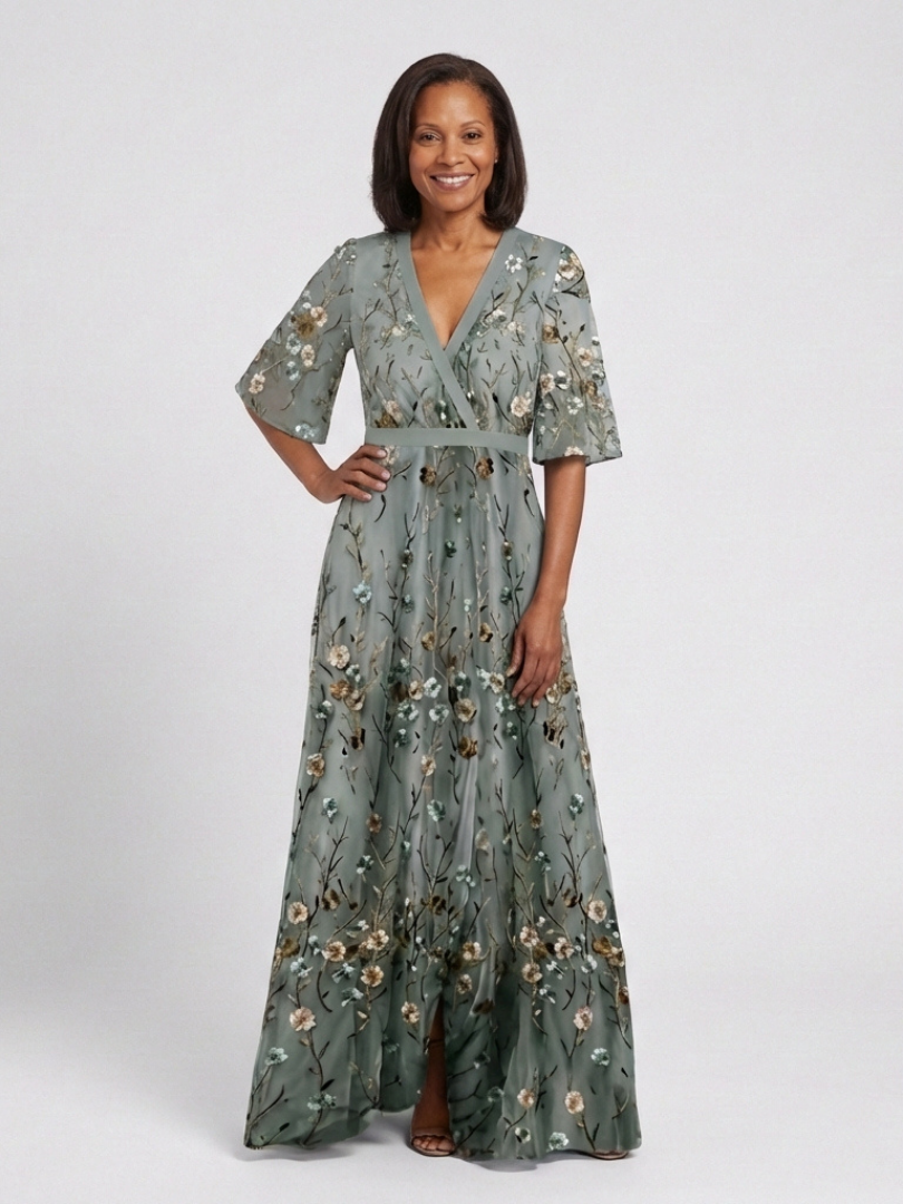 Camilla | Vestido Maxi Floral con Cuello en V