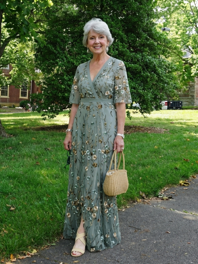 Camilla | Vestido Maxi Floral con Cuello en V