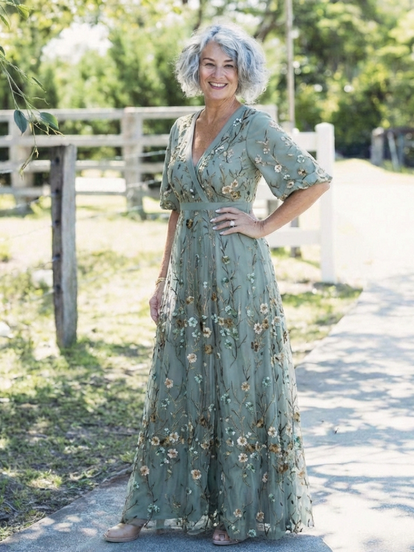 Camilla | Vestido Maxi Floral con Cuello en V