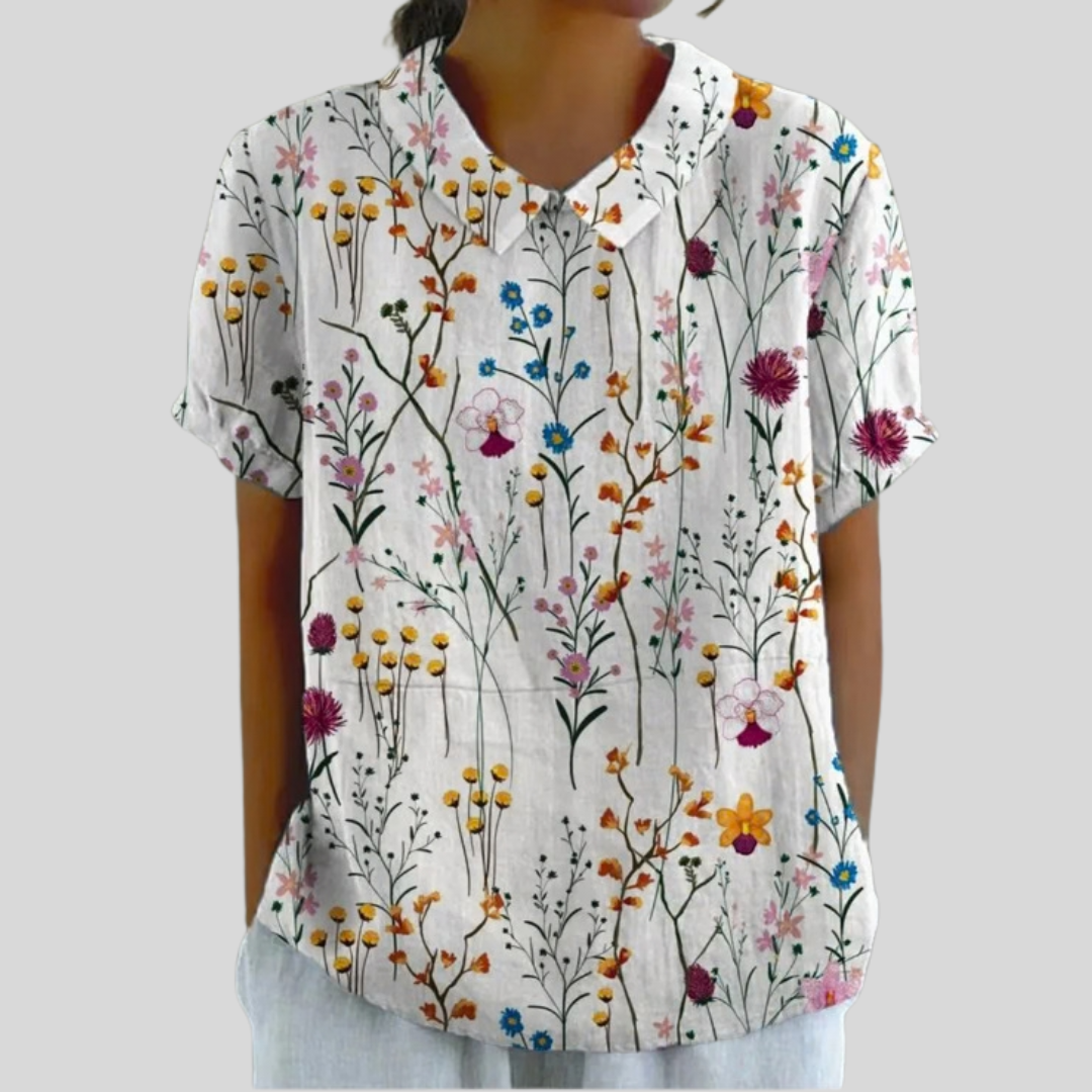 Daphne | Blusa Floral con Cuello