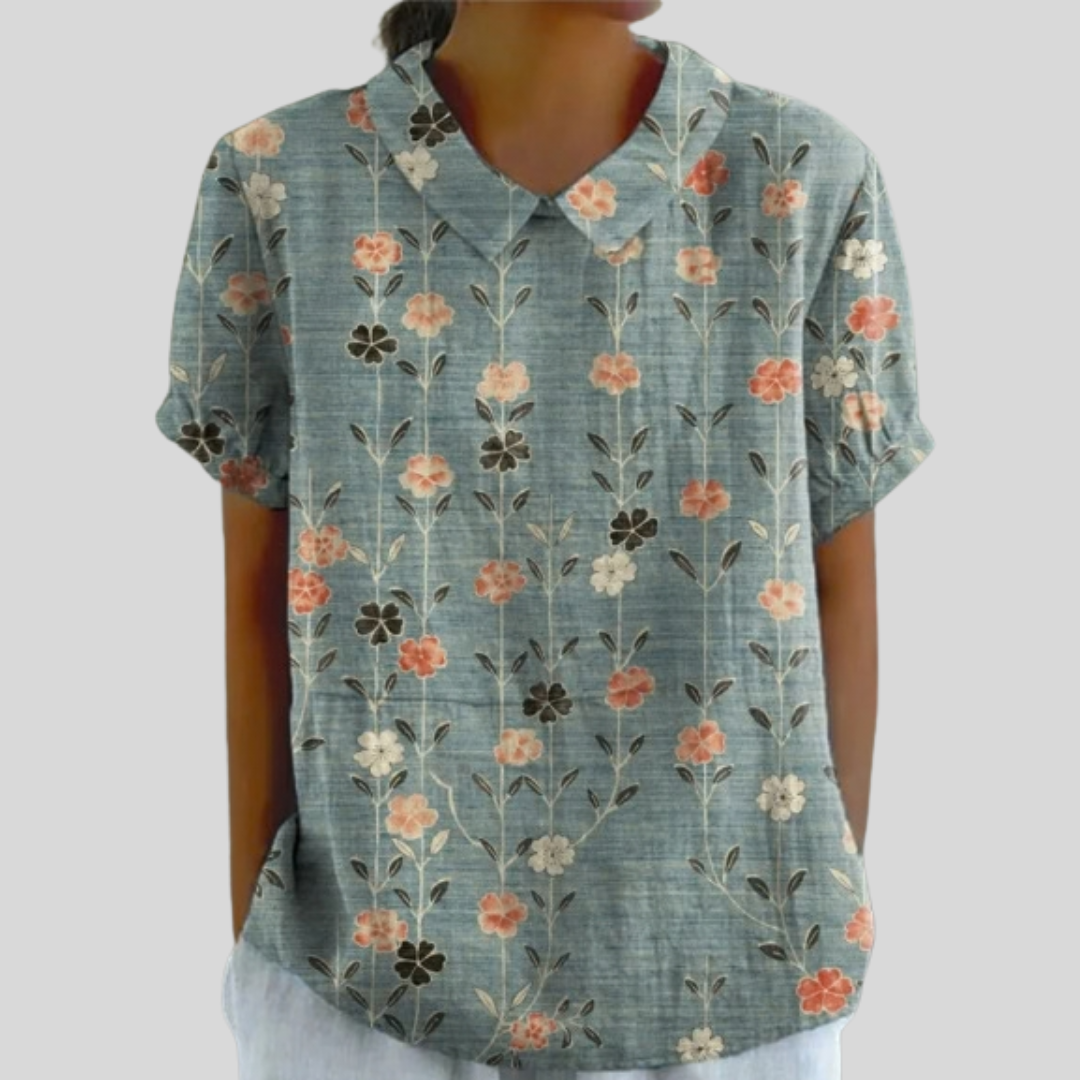 Mabel | Blusa Floral con Cuello