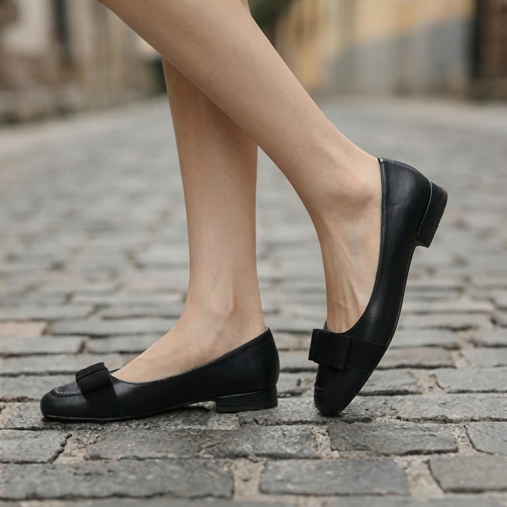 Camille™ | Bailarinas de piel con lazo y puntera cuadrada