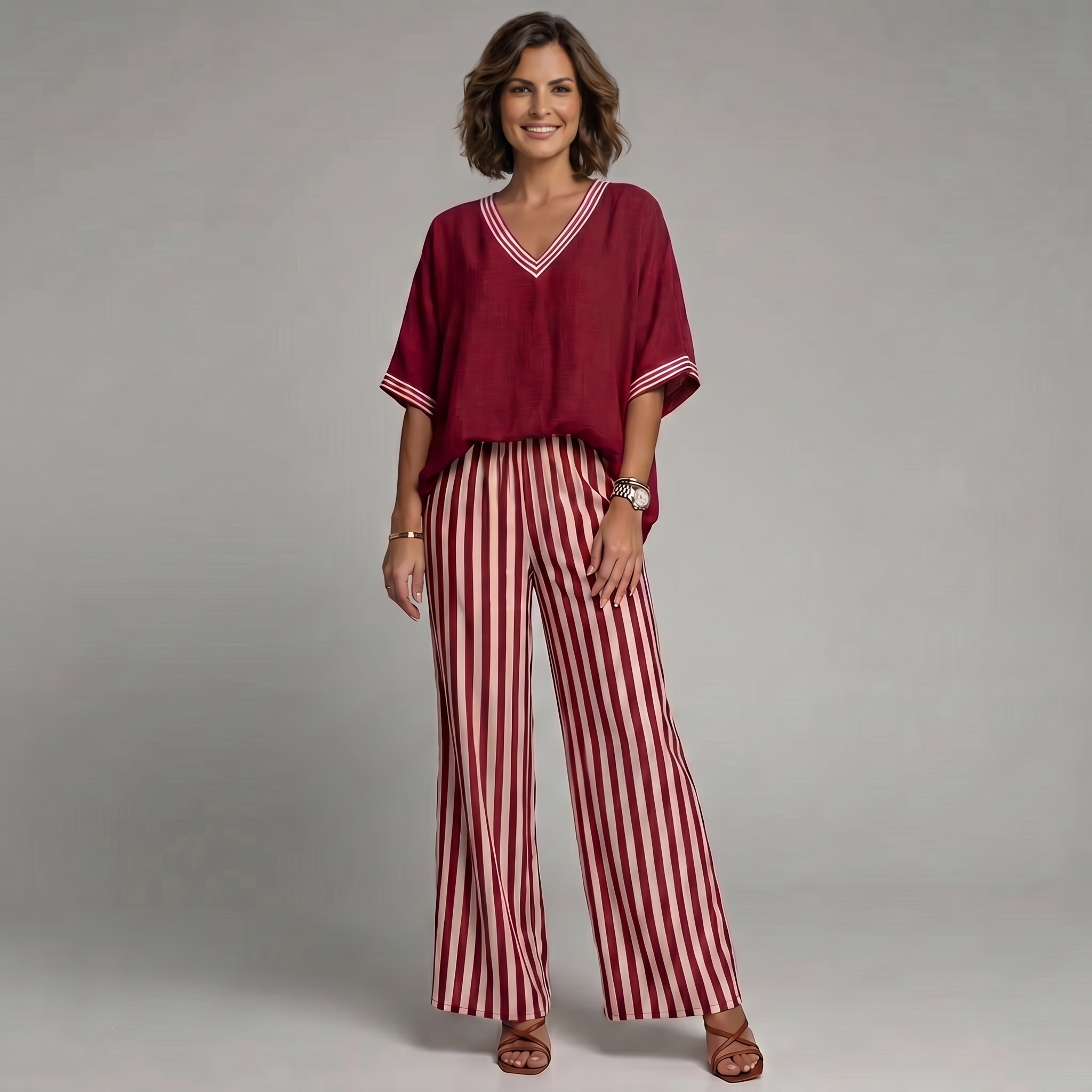Amaya | Conjunto de lino a rayas, fresco y elegante