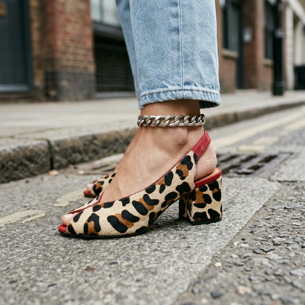 Ruth | Tacón con Tira Trasera Estampado de Leopardo