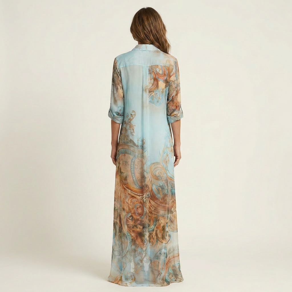 Lanie | Vestido Camisero Maxi de Seda