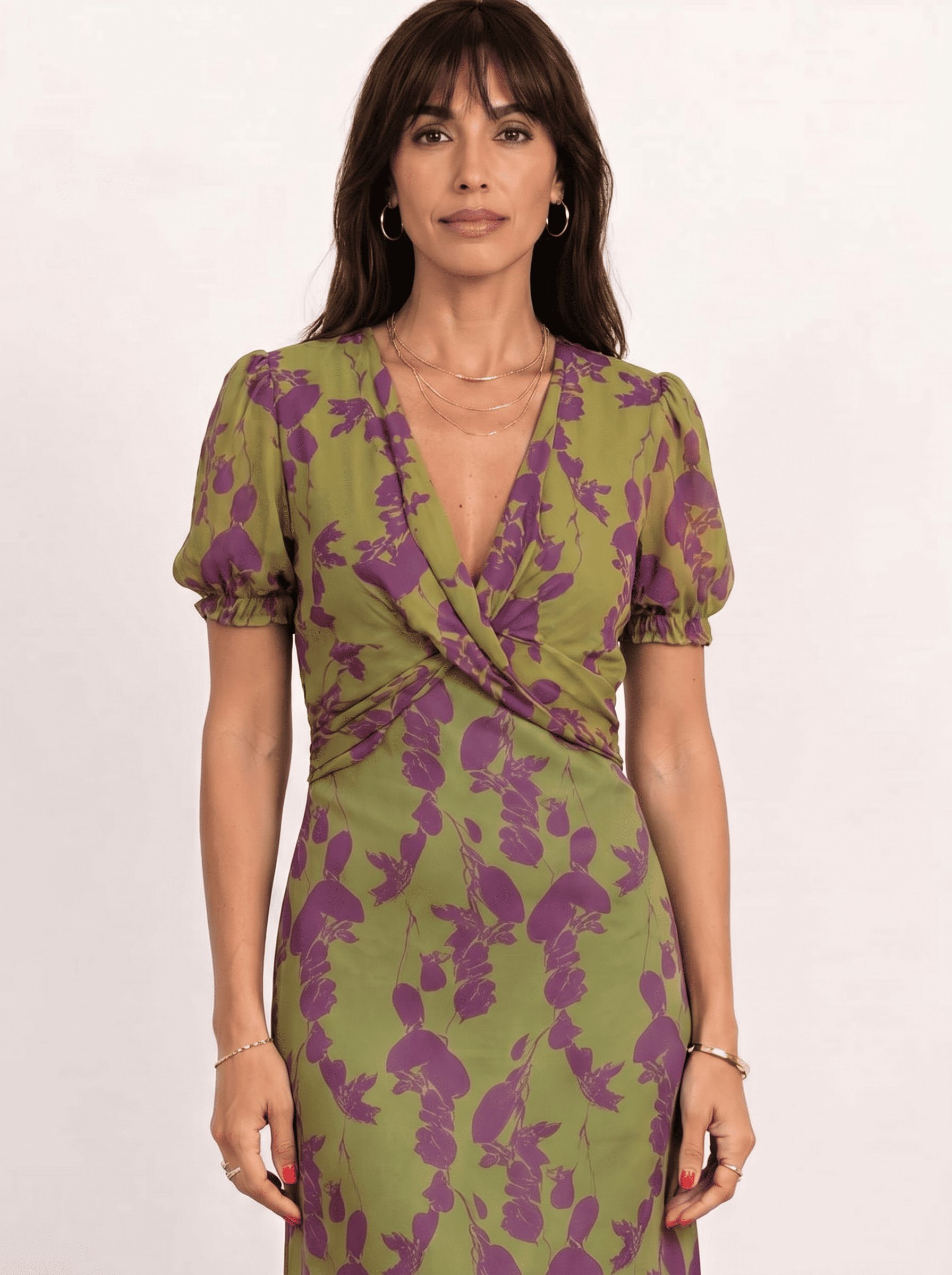 Vestido midi estampado con tirantes