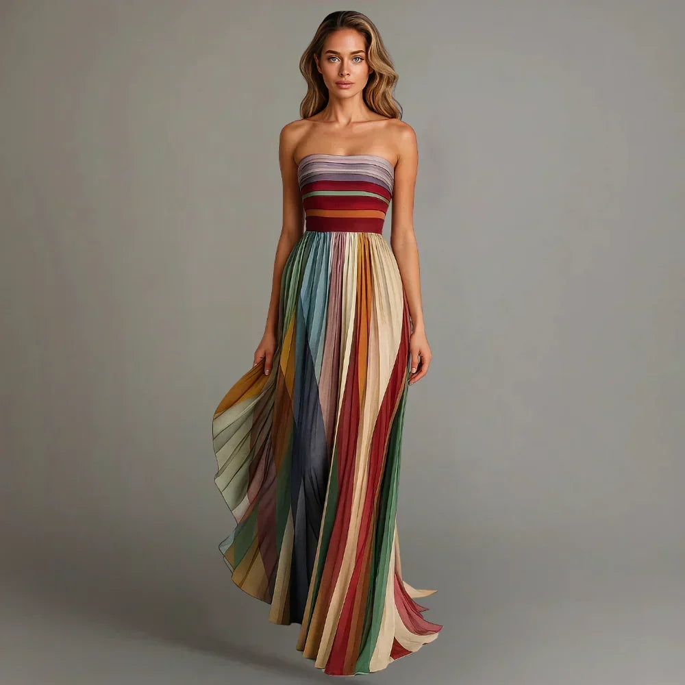 Delyth | Vestido largo plisado palabra de honor