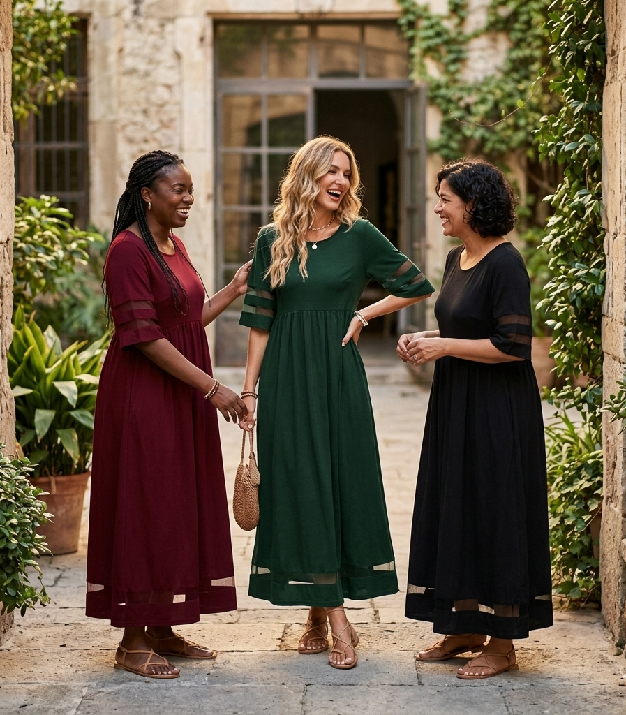 Aubrey™ | Vestido Midi Favorecedor y Alisador de Abdomen