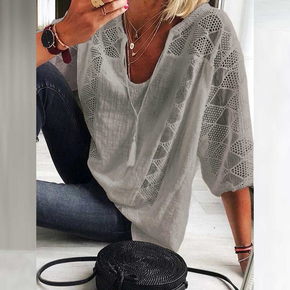 Colleen | Blusa Aireada con Ribete de Encaje