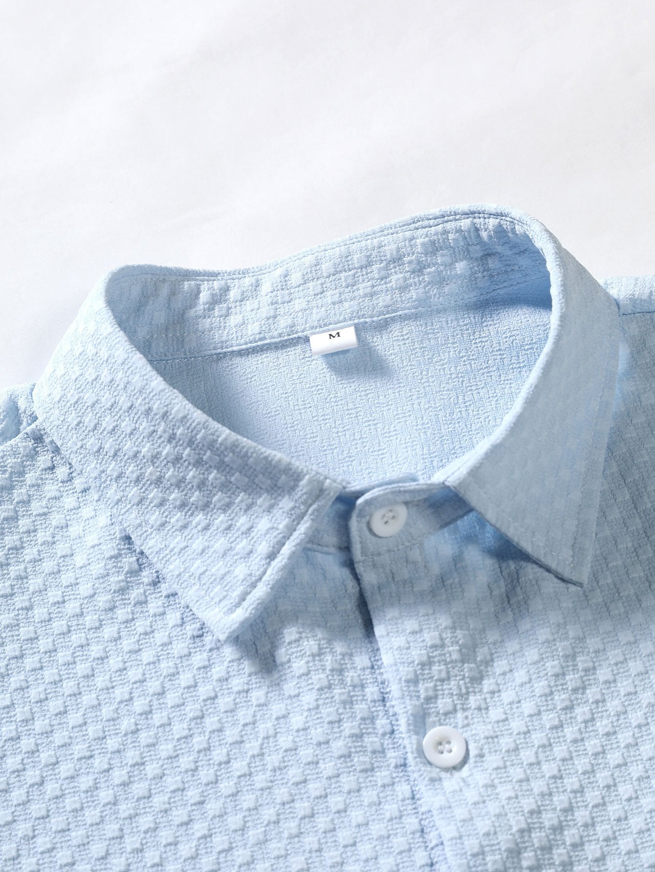Camisa de botones con estampado de ajedrez en jacquard