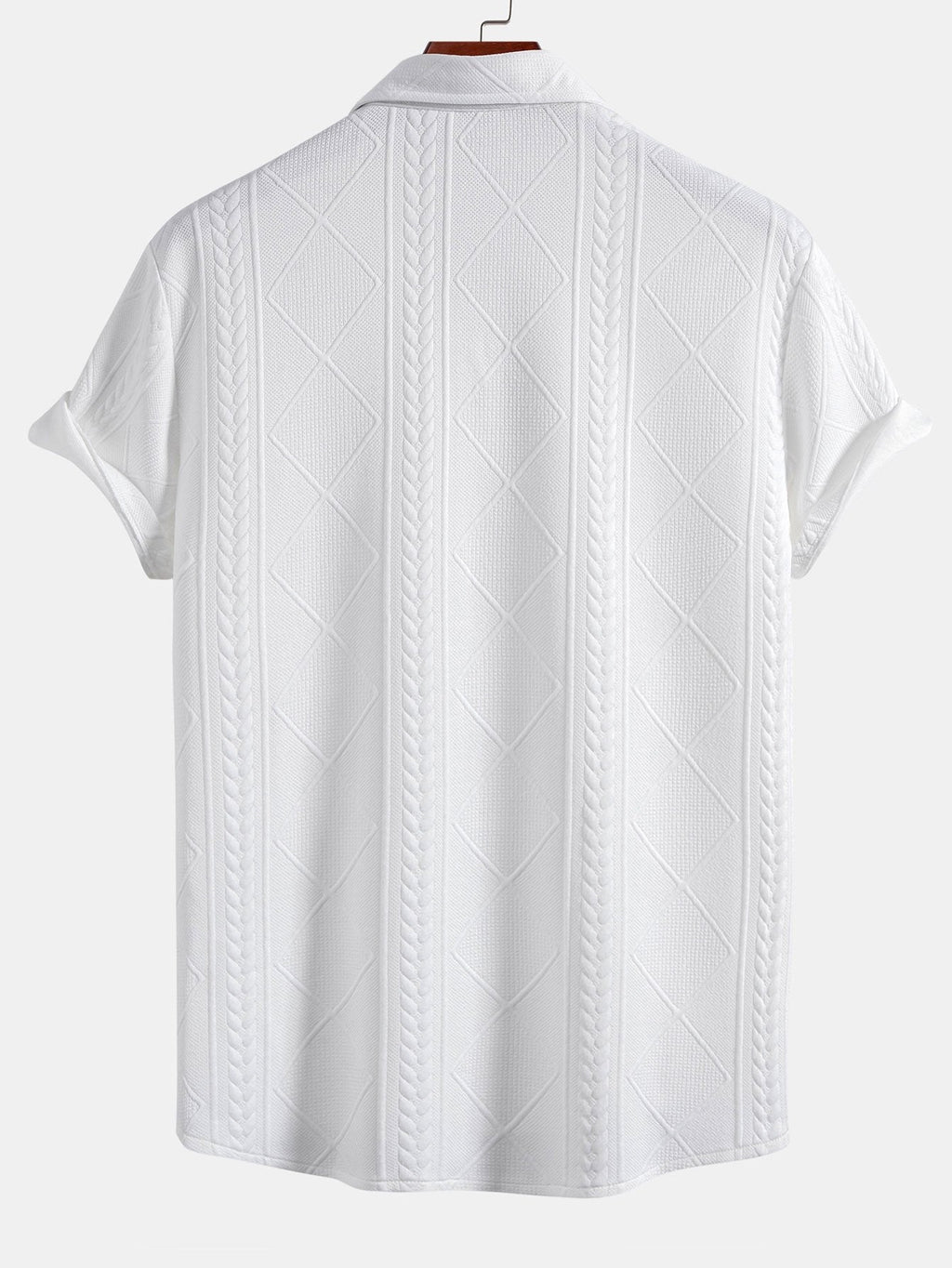Camisa de botones y pantalones cortos con estampado jacquard geométrico