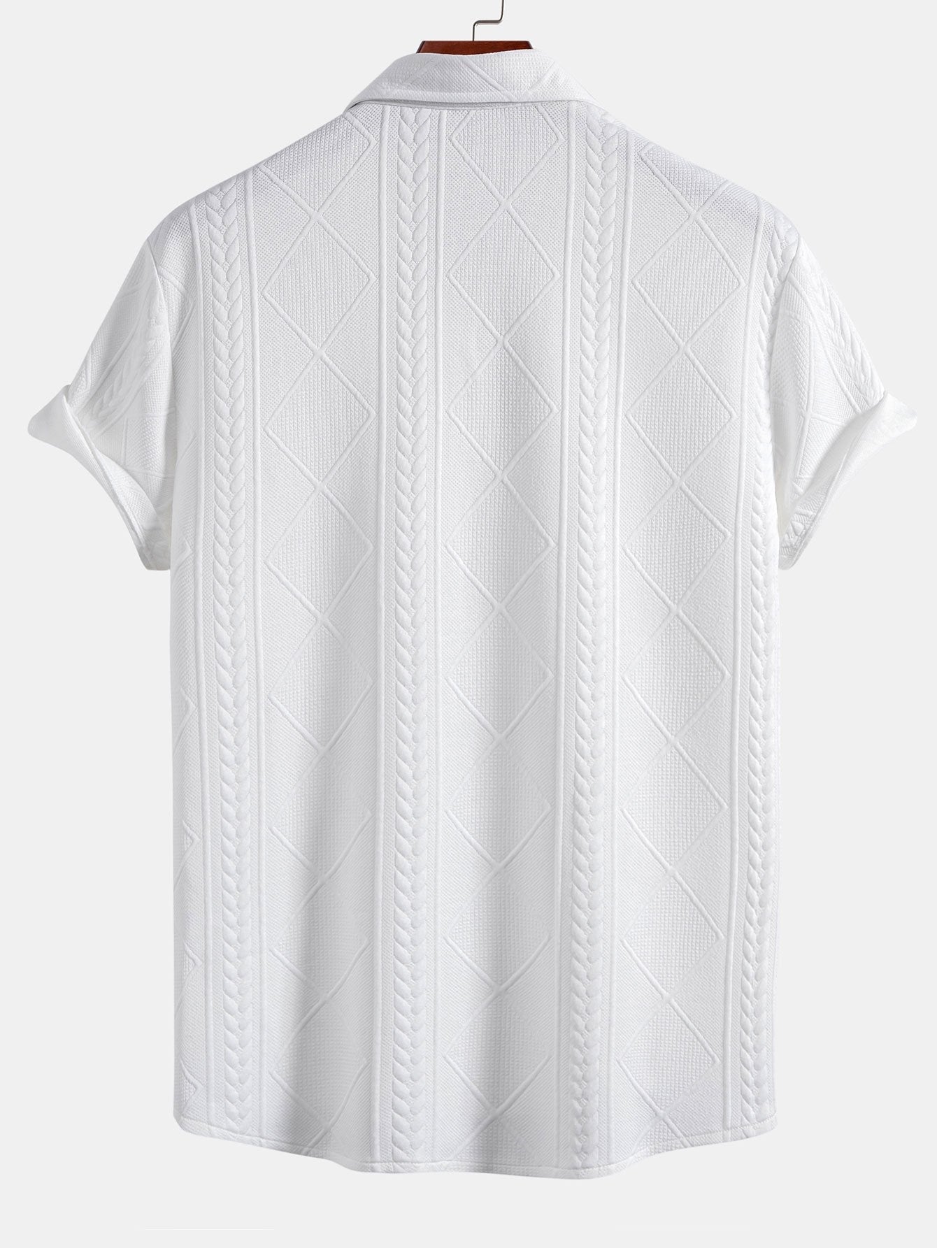 Camisa de botones y pantalones cortos con estampado jacquard geométrico