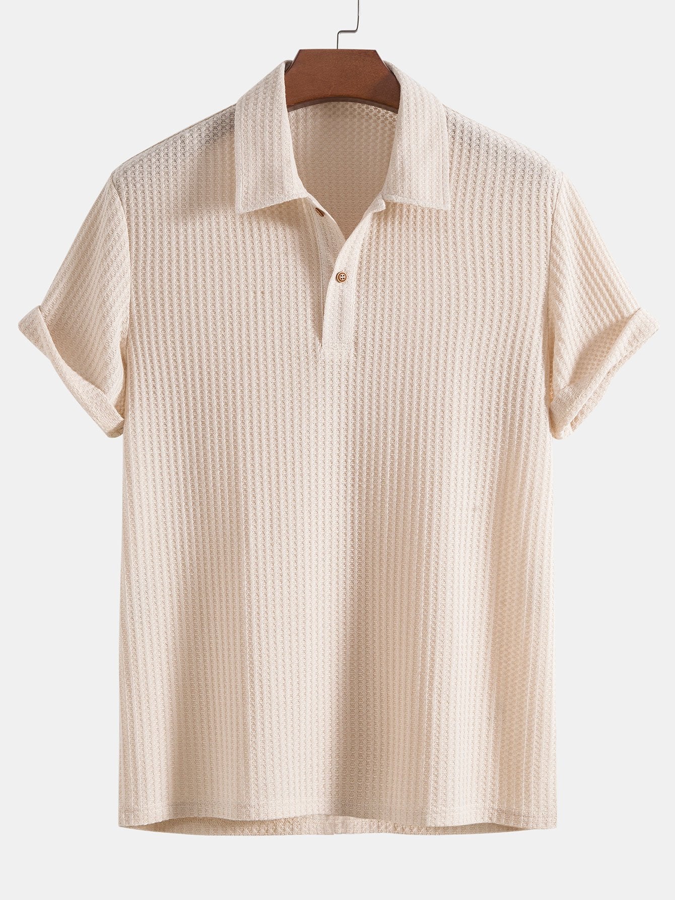 Polo de punto con tejido tipo gofre y pantalones cortos con cordón de ajuste y tejido tipo gofre