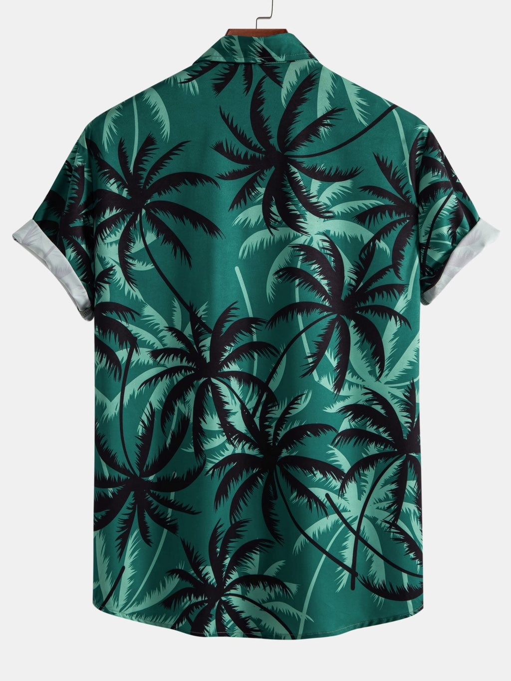Camisa abotonada con estampado de palmeras y bañador tipo bermuda