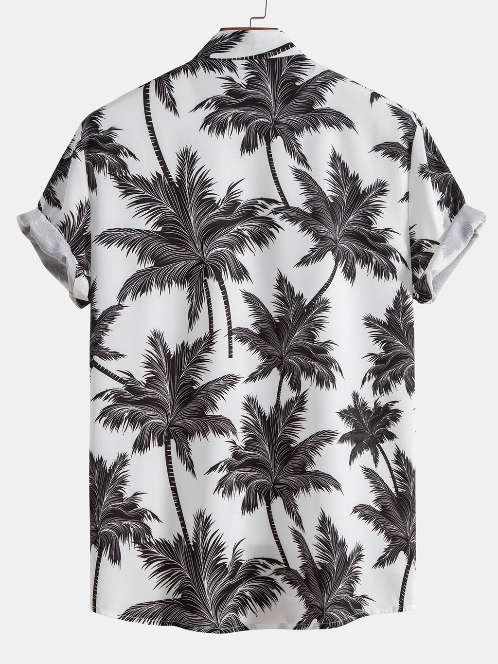 Camisa abotonada con estampado de palmeras y bañador corto