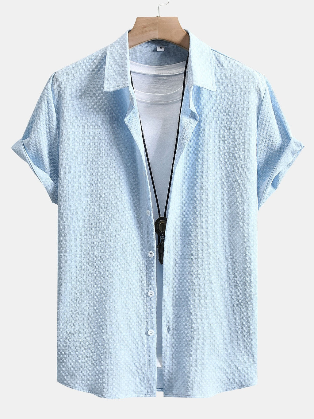 Camisa de botones con estampado de ajedrez en jacquard