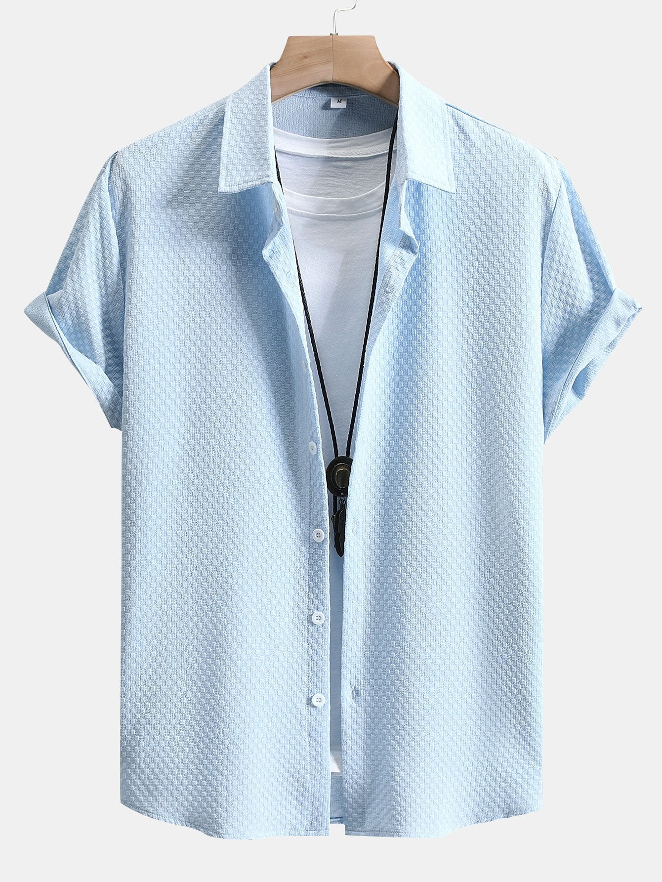 Camisa de botones con estampado de ajedrez en jacquard