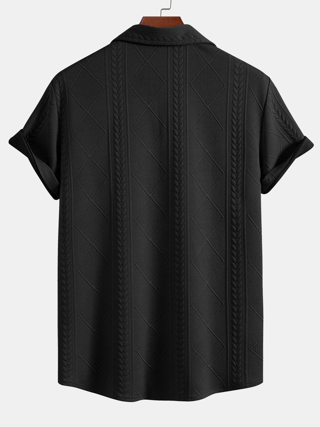 Camisa de botones y pantalones cortos con estampado jacquard geométrico