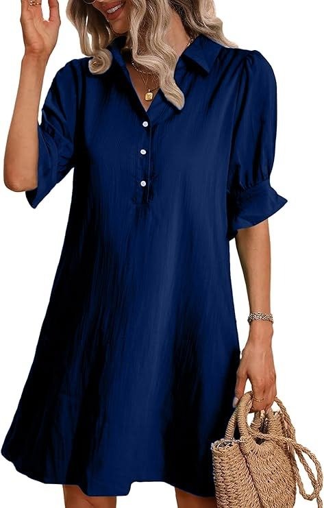 Rosalyn | Vestido Camisero Relajado con Mangas de Volante