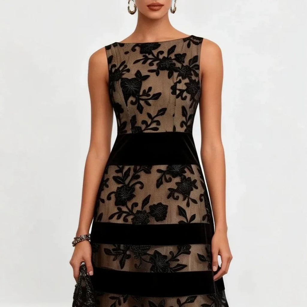 Odette Vestido Midi de Tul con Bordado Floral