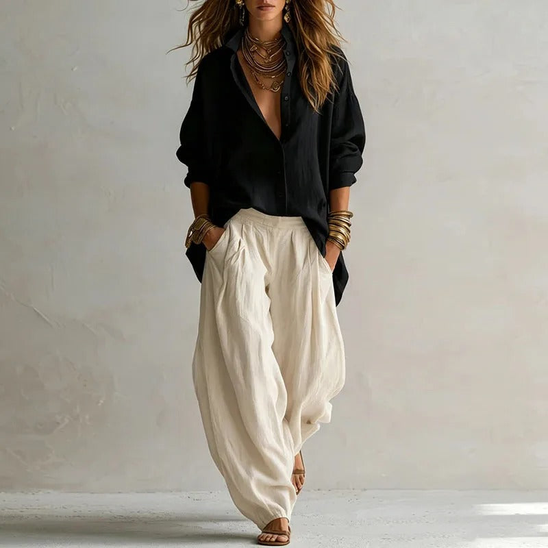 Aitana Conjunto de Camisa Fluida y Pantalón Ancho