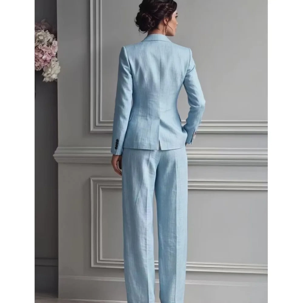Victoria Conjunto de Traje Elegante con Blazer Entallado y Pantalón Ancho