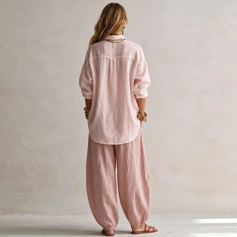 Aitana Conjunto de Camisa Fluida y Pantalón Ancho