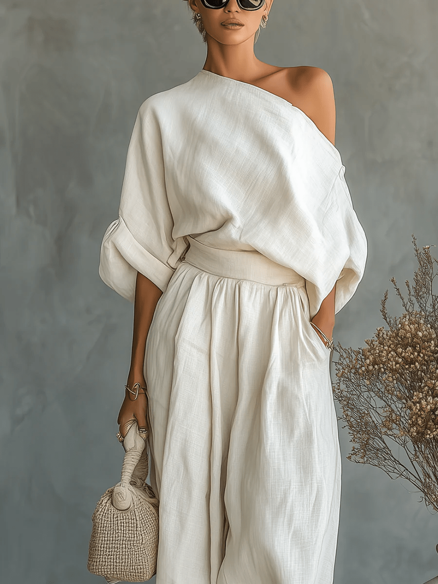 Mila | Conjunto fluido con hombro descubierto
