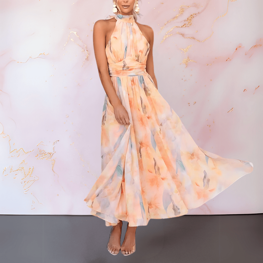 Esther | Vestido Halter de Estilo Acuarela