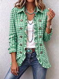 Charlene™ | Chaqueta de Cuadros Vichy con Volantes y Botones