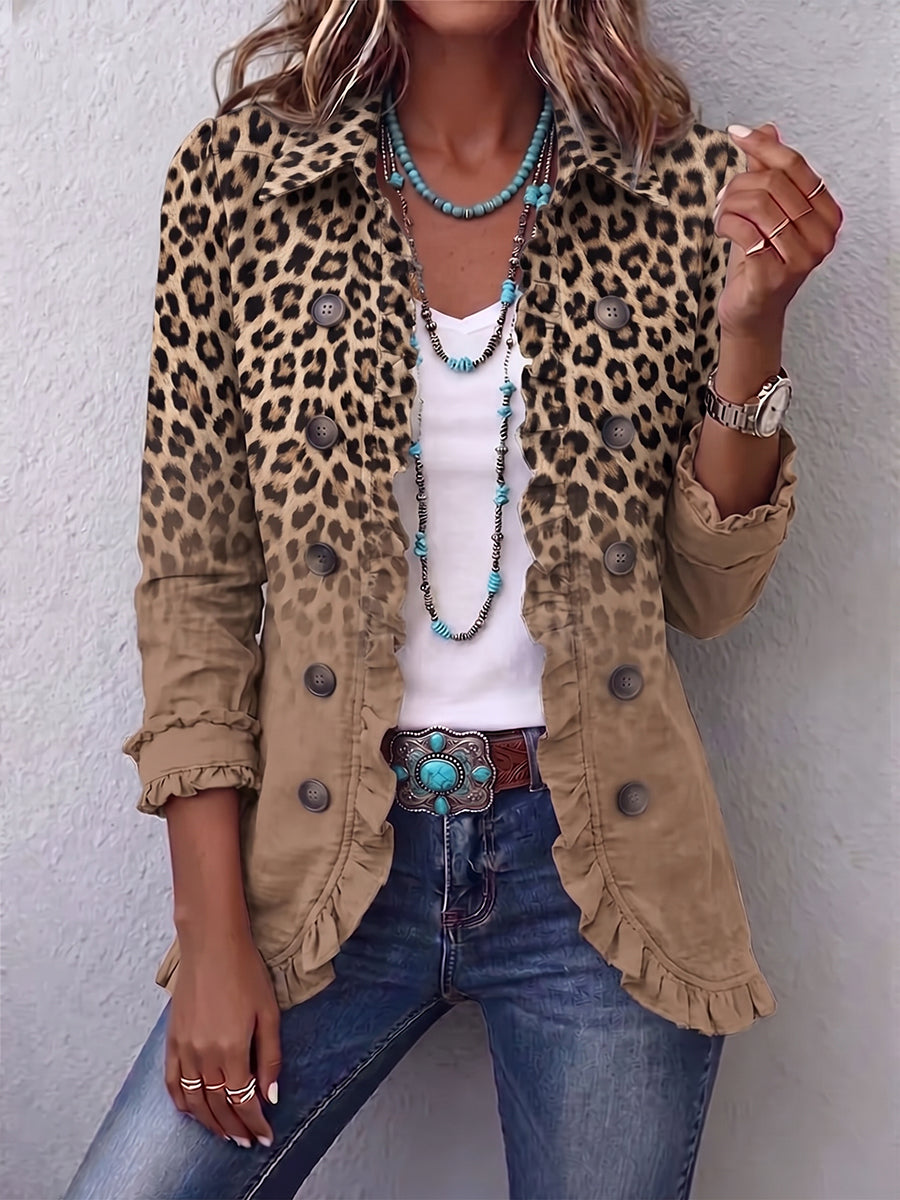 Tawny™ | Chaqueta con Volantes y Degradado Vintage de Leopardo