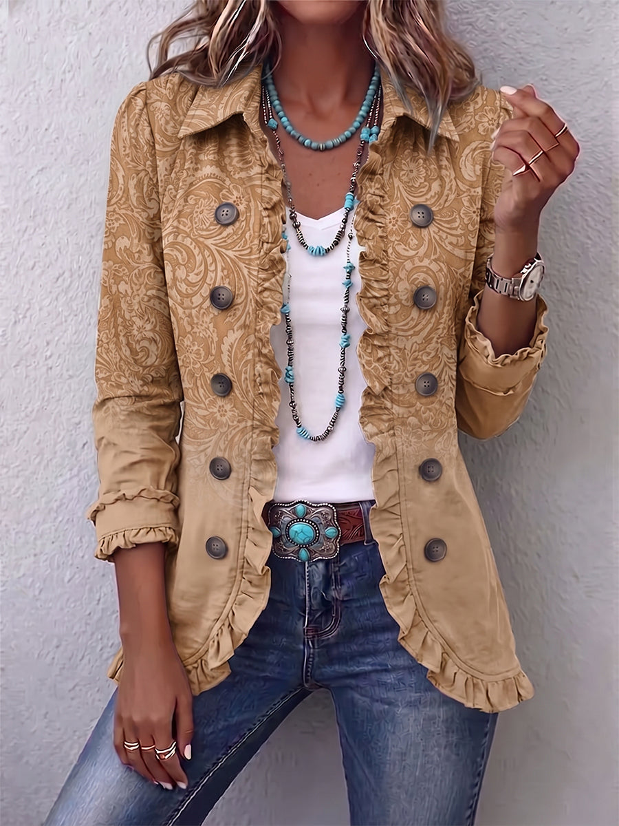 Crestelle | Chaqueta de Volantes con Estampado de Inspiración Western