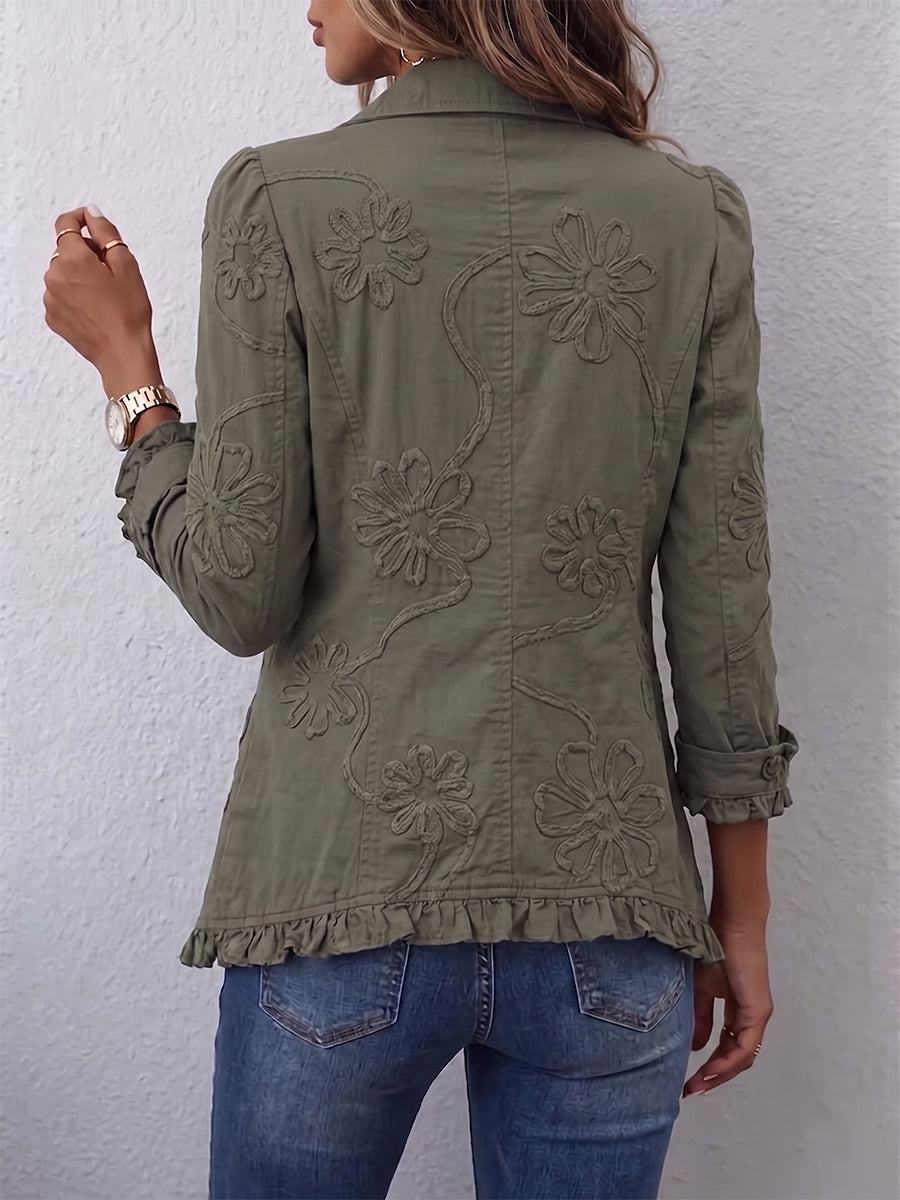 Kamberly™ | Chaqueta Utility Boho-Chic Floral con Volantes