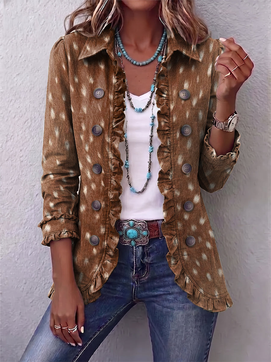 Nolinda | Chaqueta Bohemia de Volantes con Estampado Animal