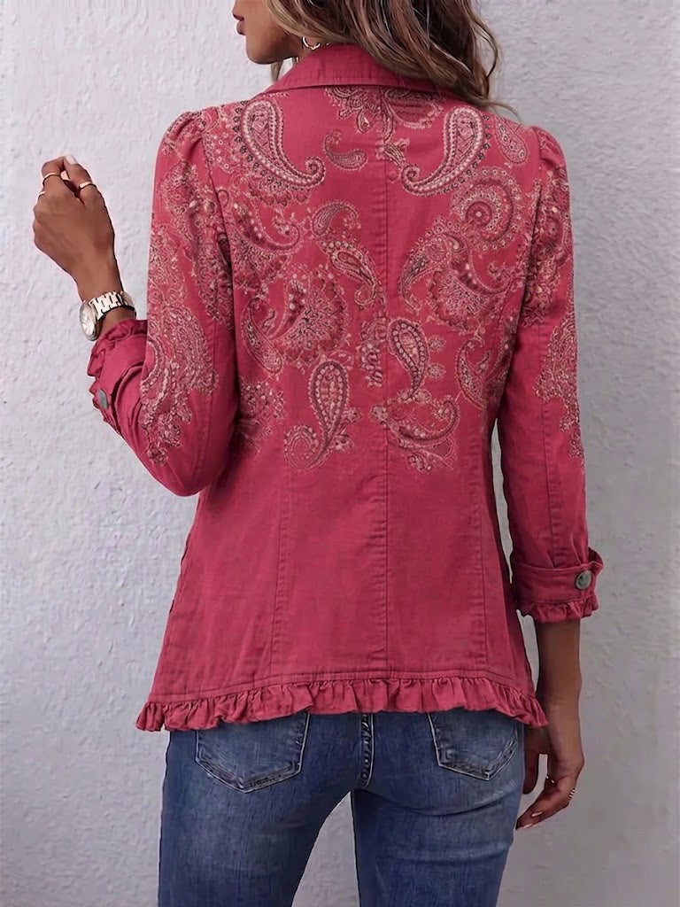 Anouk™ | Chaqueta con Volantes y Estampado Cachemira Vintage