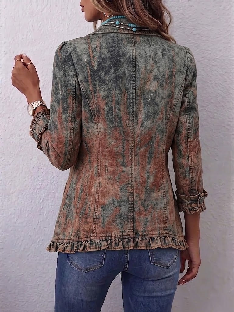Bristow | Chaqueta de Volantes Vintage con Estampado Texturizado Degradado