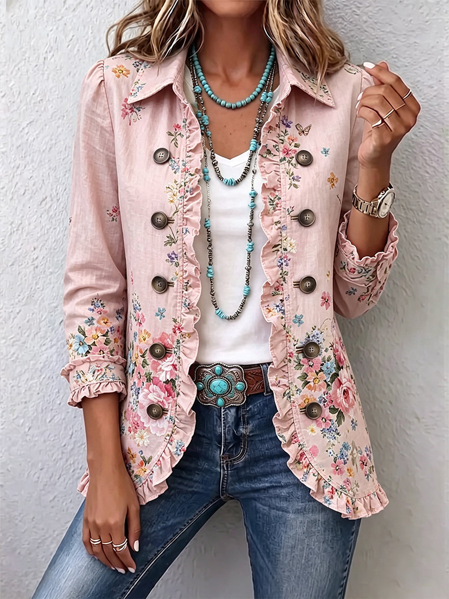 Bettany™ | Chaqueta con Botones y Volantes Florales