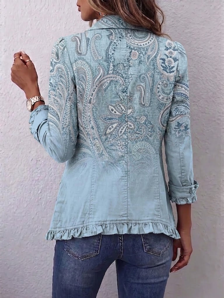 Estrella™ | Chaqueta Vintage de Estampado Cachemir con Volantes