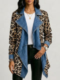 Sherilyn | Chaqueta de Largo Medio con Estampado de Leopardo y Paneles de Denim Lavado